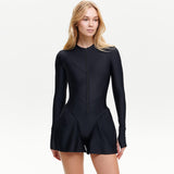 Women Co-Ord Set Zipper Tight Skirt Jumpsuit Long Sleeve Sports