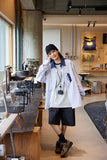 Unisex Jacket Fall Color-Blocking Striped Style with Pockets Shirt Women's Clothing