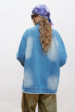 Unisex Jacket Autumn Stand Collar Raw Edge Denim Jacket Women's Clothing