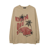 Men Long Sleeve Shirt Fun Printing Distressed Long Sleeve T-shirt Men and Women Vibe Idle Style Loose
