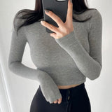 Women Long Sleeve Shirt Short Long Sleeve Top Female
