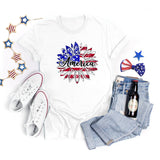National Flag Day T Shirts Summer round Neck T-shirt Women's Short Sleeve Independence Day Women