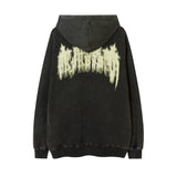 Men Hoodie Cross Printed Hoodie Men's Washed Distressed Loose Pullover Hoodie