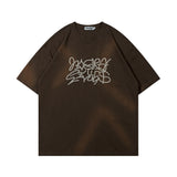 Men T Shirt Hiphip Letter Embroidered Short Sleeve T-shirt Men and Women Couple