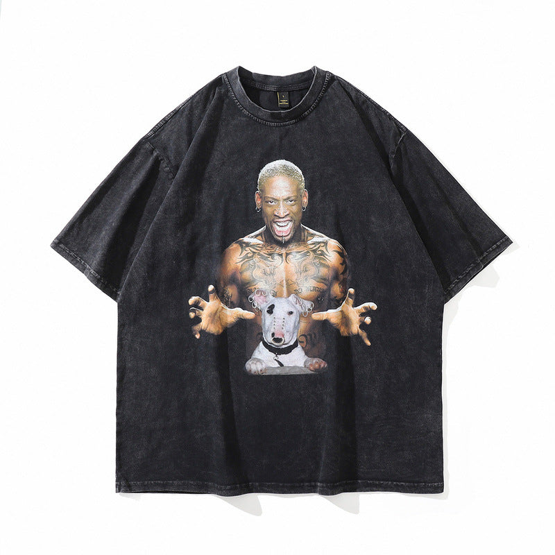 Men T Shirt Rodman Printed Short-Sleeved T-shirt Men's and Women's Loose Sports