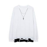Men Long Sleeve Shirt Fashion Brand Dark Graffiti Necklace Long Sleeve T-shirt Men and Women Loose