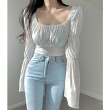 Women Long Sleeve Shirt Women's Spring and Autumn Slim Fit Slimming Top
