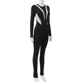 Women Jumpsuit Women's round Neck Long Sleeve Color Matching Long Jumpsuit
