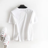 Women T-Shirt Short-Sleeved T-shirt Women round Neck White Base