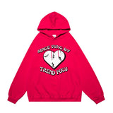 Men Hoodie Hooded Sweater Men's Autumn and Winter Clothing Heart Printing Loose