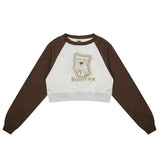 Women Hoodie Printed Short Sweater for Girls Spring and Autumn round Neck Long Sleeve