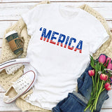 Women Independence Day T Shirt Short Sleeve T-shirt Loose Print