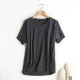 Women T-Shirt Women's Summer Ladies Loose Pure Color Cotton T-shirt
