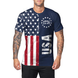National Flag Day T Shirts Carnival Costume Men Sua Flag Printed T-shirt round Neck Short Sleeve