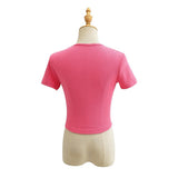 Women's T-Shirt V-neck Short-Sleeved T-shirt Women's Summer High Waist Top