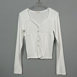 Women Long Sleeve Shirt V-neck Design Blouse Tight Long Sleeve Bottoming Shirt