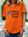 Women's Independence Day T Shirt Pattern Printed Short-Sleeved T-shirt