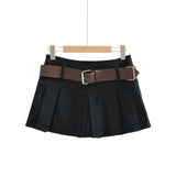 Women Skirt High Waist with Belt Pleated Skirt Tennis Skirt Skirt