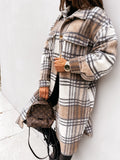 Plaid Trench Coat Spring and Autumn Long Sleeve Plaid Printed Shirt