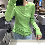 Women Long Sleeve Shirt Undershirt Slim Fit Top