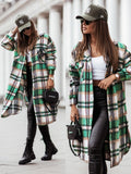 Plaid Trench Coat Mid-Length Shirt plus Size Coat for Women