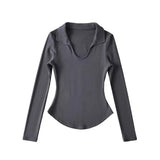 Women T-Shirt Solid Color T-shirt Women's Spring Slim-Fit Long-Sleeved Bottoming Shirt Top