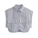 Women T-Shirt Striped Stitching Loose Shirt Top
