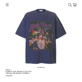 American vintage street T-shirt pure cotton retro men's and women's summer loose half sleeves