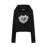 Women Sun Protection Shirt Heart Printing Sun Protection Clothing for Girls Hooded Casual