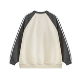 Men Hoodie Color-Block Raglan Sleeves round Neck Sweater Men