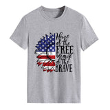 Women Independence Day T Shirt round Neck Loose Printed Short Sleeve T-shirt