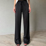 Women Pants Summer Leopard Pattern Casual Loose Straight