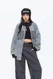 Unisex Jacket Fall Stand Collar Stitching Denim Jacket Women's Clothing