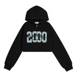 Women Hoodie Short Zipper Cardigan Sweater Autumn Hooded Jacket