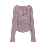 Women Long Sleeve T-Shirt Long Sleeve T-shirt Women's Autumn Embroidered Vertical Short Top