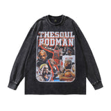 Men Long Sleeve Shirt Distressed Long Sleeve T-shirt Men and Women Oversize Casual Couple