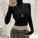 Women Long Sleeve Shirt Tight Long Sleeve Bottoming Autumn and Winter