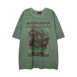 Men T Shirt Vintage Distressed Washed Loose Casual Short Sleeve T-shirt for Men and Women