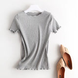Women T-Shirt Summer Knitted Short-Sleeved T-shirt for Women Short Bottoming Shirt