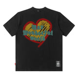 Men T Shirt T Fashion Brand Heart Printing T-shirt Men and Women Couple Loose