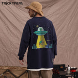 Men Long Sleeve Shirt Alien Printed Long Sleeve T-shirt Men and Women Autumn Couple's Tops