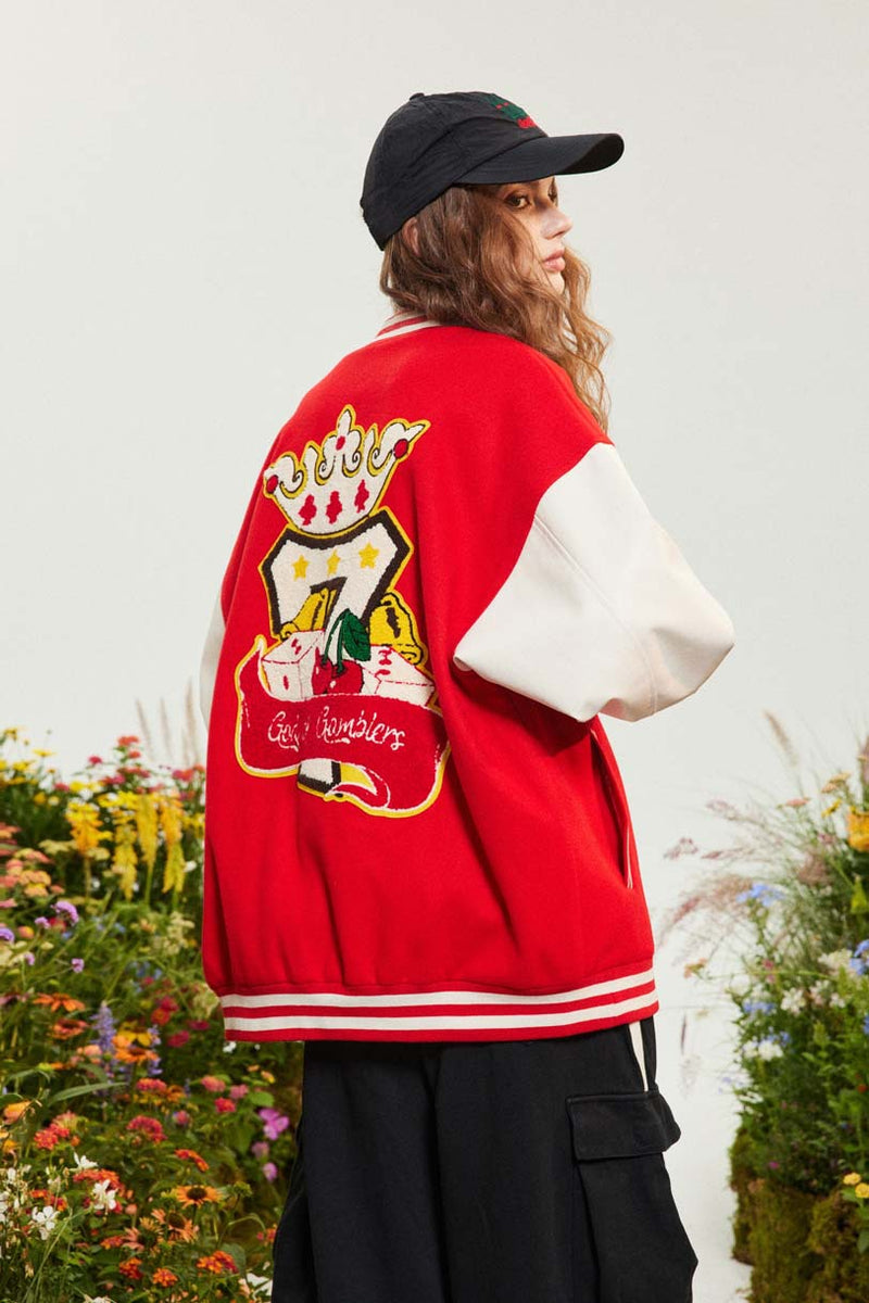 Unisex Jacket Autumn Contrast Color Poker Coat Women's Clothing