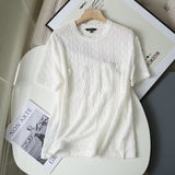 Women T-Shirt Three-Dimensional T-shirt Top Black and White Lace Shirt for Women
