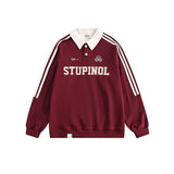 Men Long Sleeve Shirt Hip Hop Retro Polo Lapel Long Sleeve T-shirt Men and Women College Style