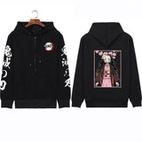 Harajuku Anime Demon Slayer Women Zip Hoodie Kamado Nezuko