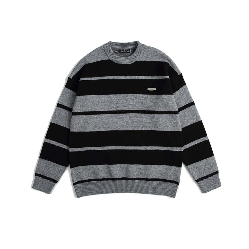 Unisex Sweater Autumn Striped Patchwork round Neck Sweater