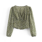 Women T-Shirt Autumn Retro Slim Shirt Long Sleeve Top
