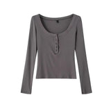 Women's T-Shirt Spring round Neck Tight Long-Sleeved T-shirt