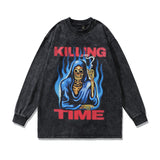 Men Long Sleeve Shirt Fashion Brand Printing Washed and Worn Long Sleeve T-shirt Men and Women Couple