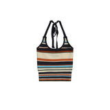 Women Vest Striped Knitted Vest Women's Embroidery Short Camisole